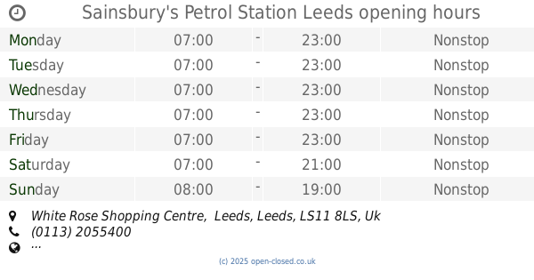 Sainsbury's White Rose Centre Opening Times