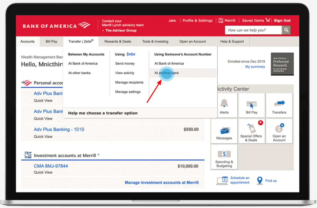 Bank of America Transfer Funds to Another Bank