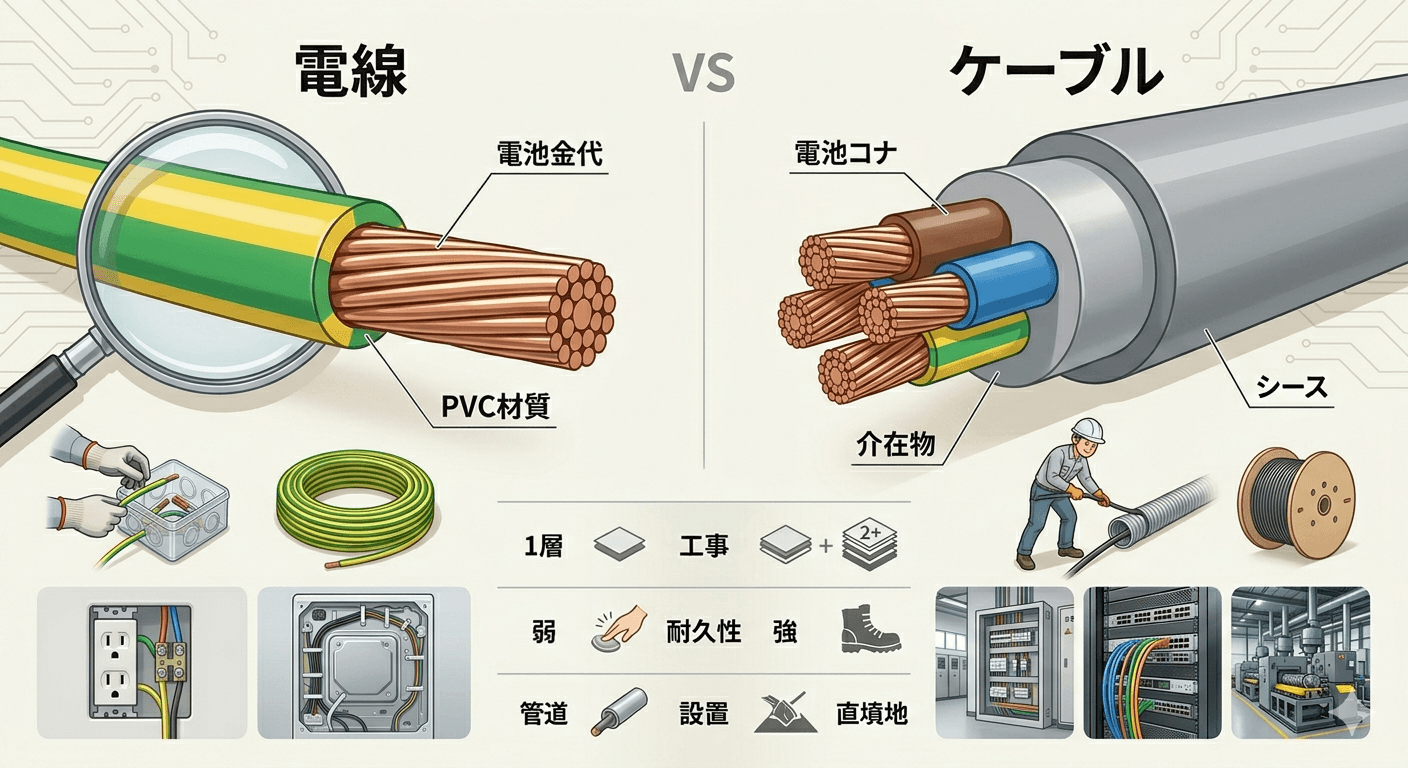 電線とケーブルの決定的な違いとは？シース構造と法定義をプロが徹底解説