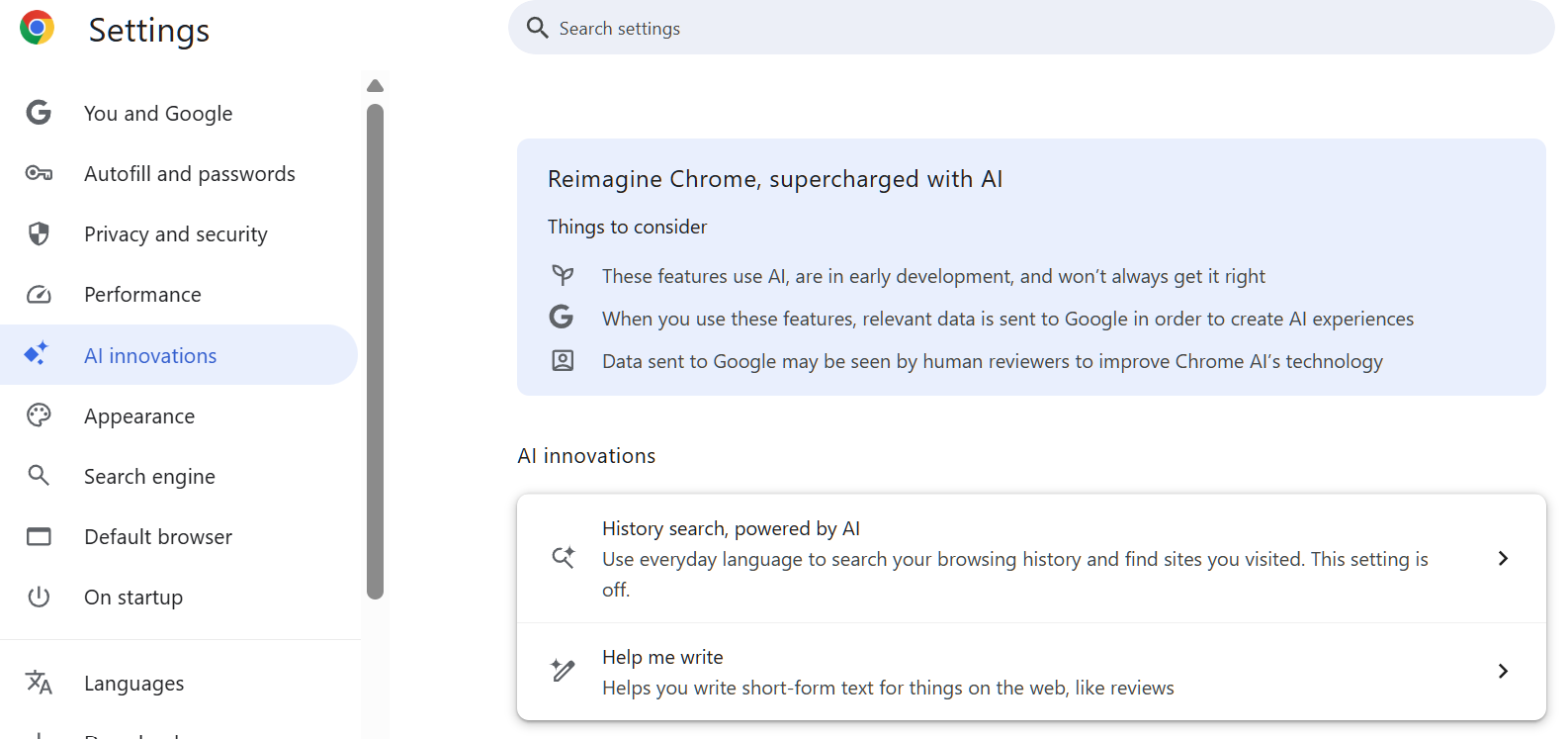 Chrome Disable Ai