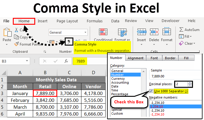 Comma Style Format Excel