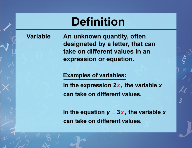 What Is the Definition of Variable in Math