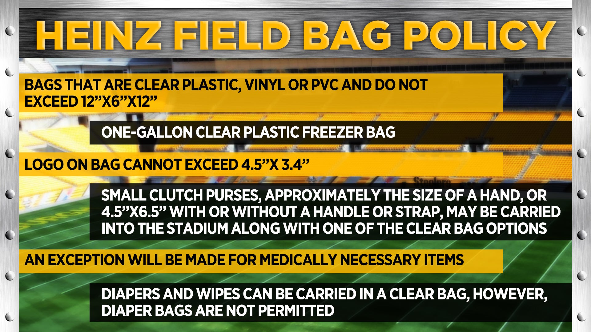 Heinz Field Bag Policy Pitt