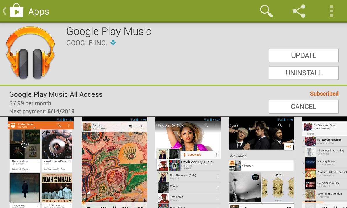 Older Version of Google Play Music
