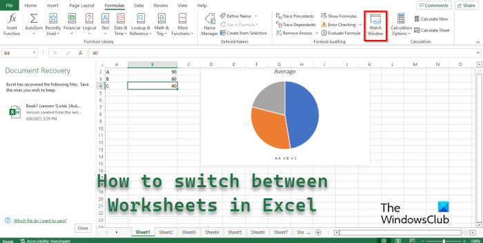 How to Switch Between Worksheets in Excel