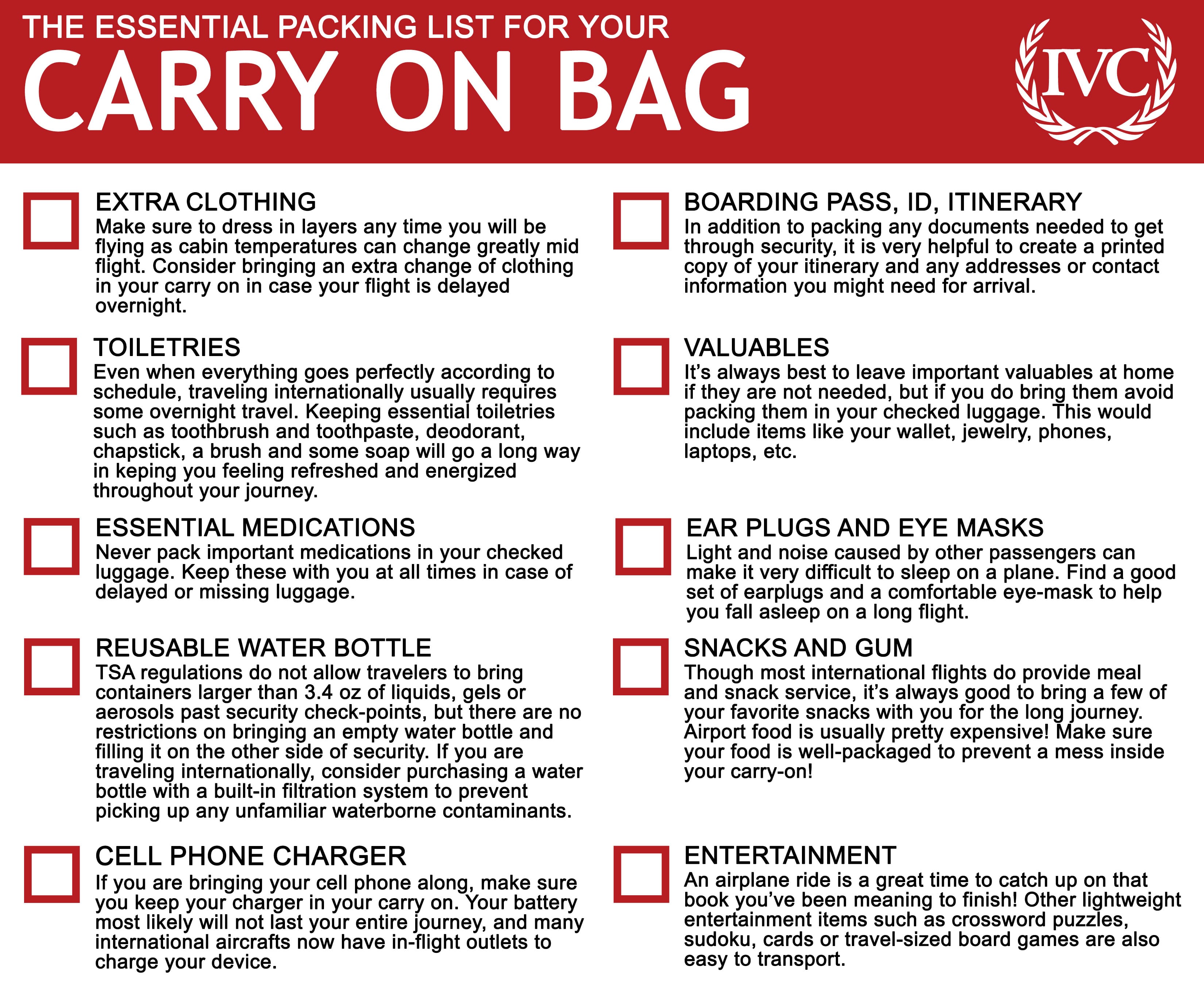 Carry on Bag Packing List