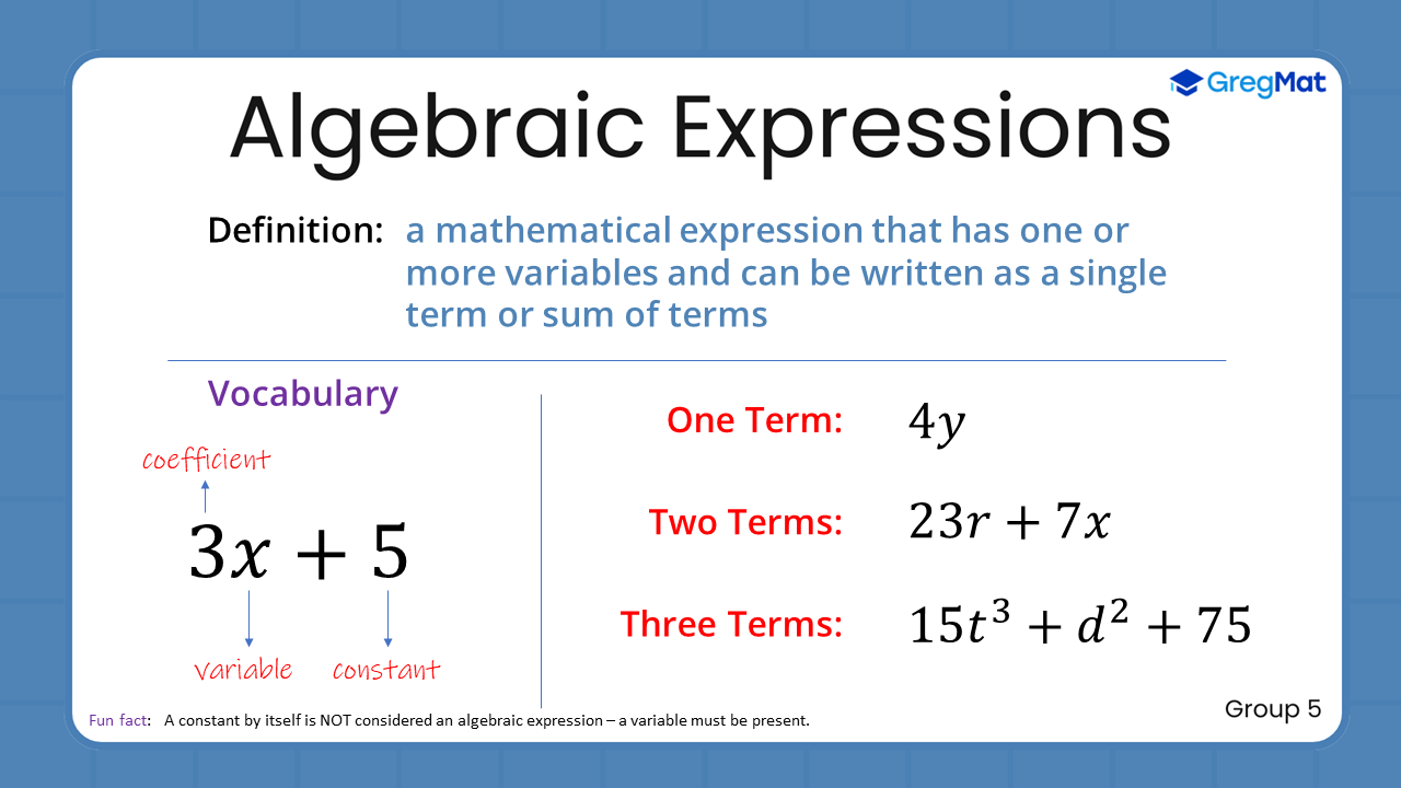 What Is the Definition for Algebraic Expression