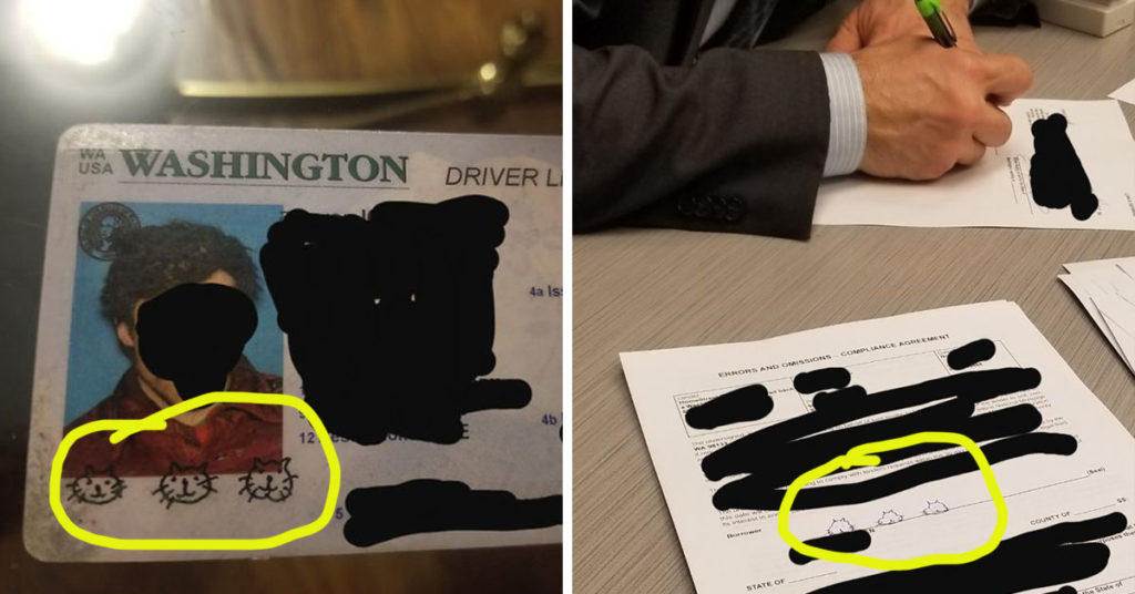 Guy Who Signed Drivers License with Cat Heads
