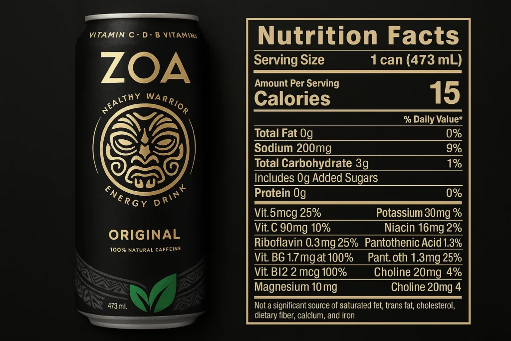 Zoa Energy Drink Ingredients Biotin