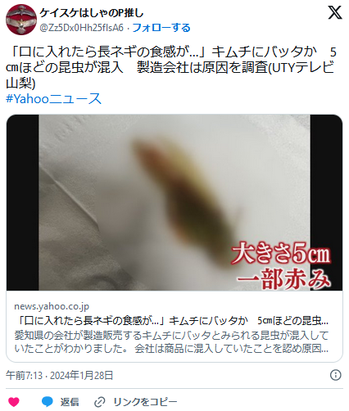 【速報】「こくうまキムチ」にバッタ混入で自主回収へ 食卓の定番を襲った異物混入の衝撃とメーカーの対応