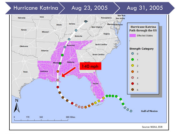 Hurricane Katrina on Map