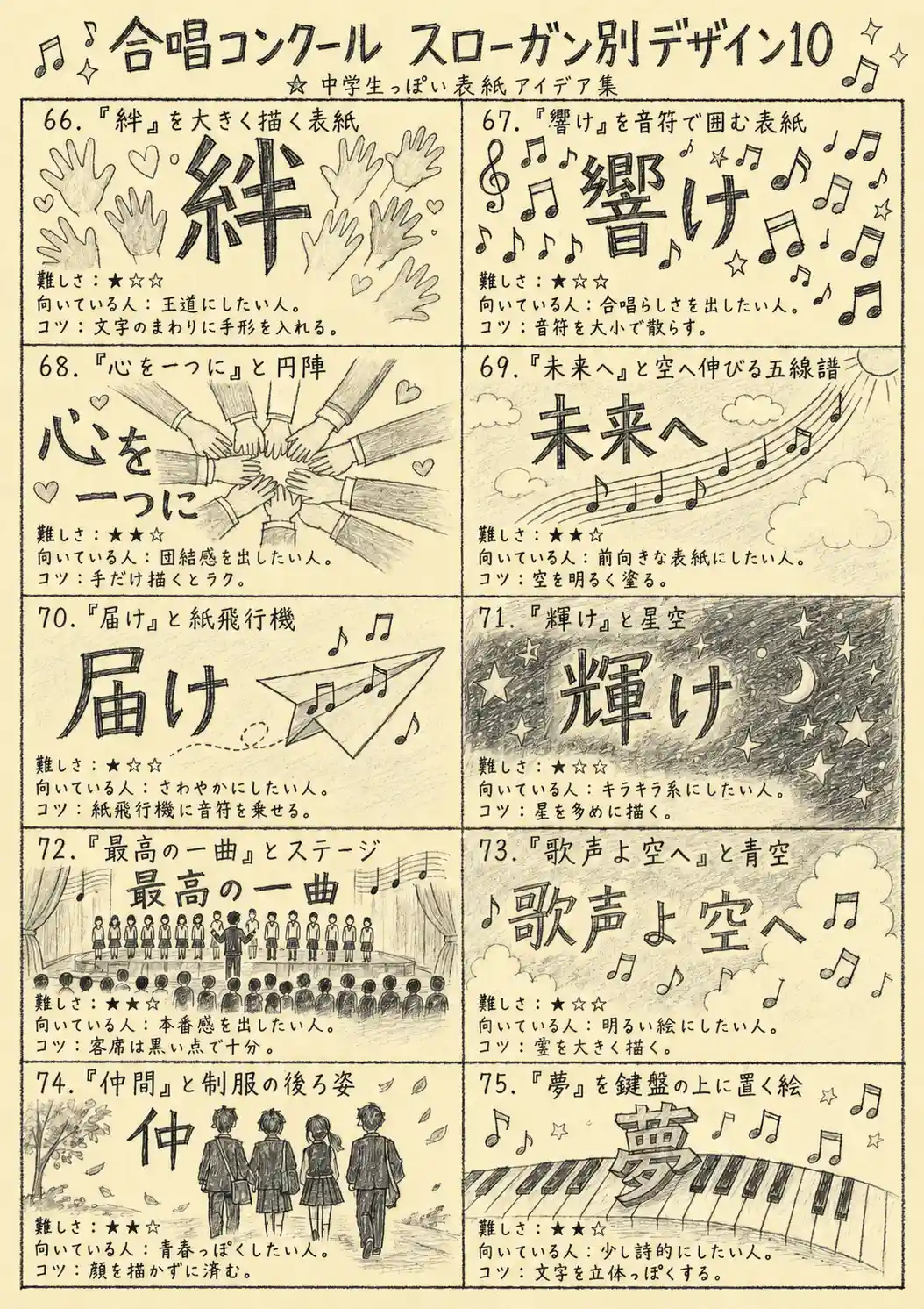 合唱コンクール表紙絵の選考基準とは？絵が苦手でも映える構図の極意