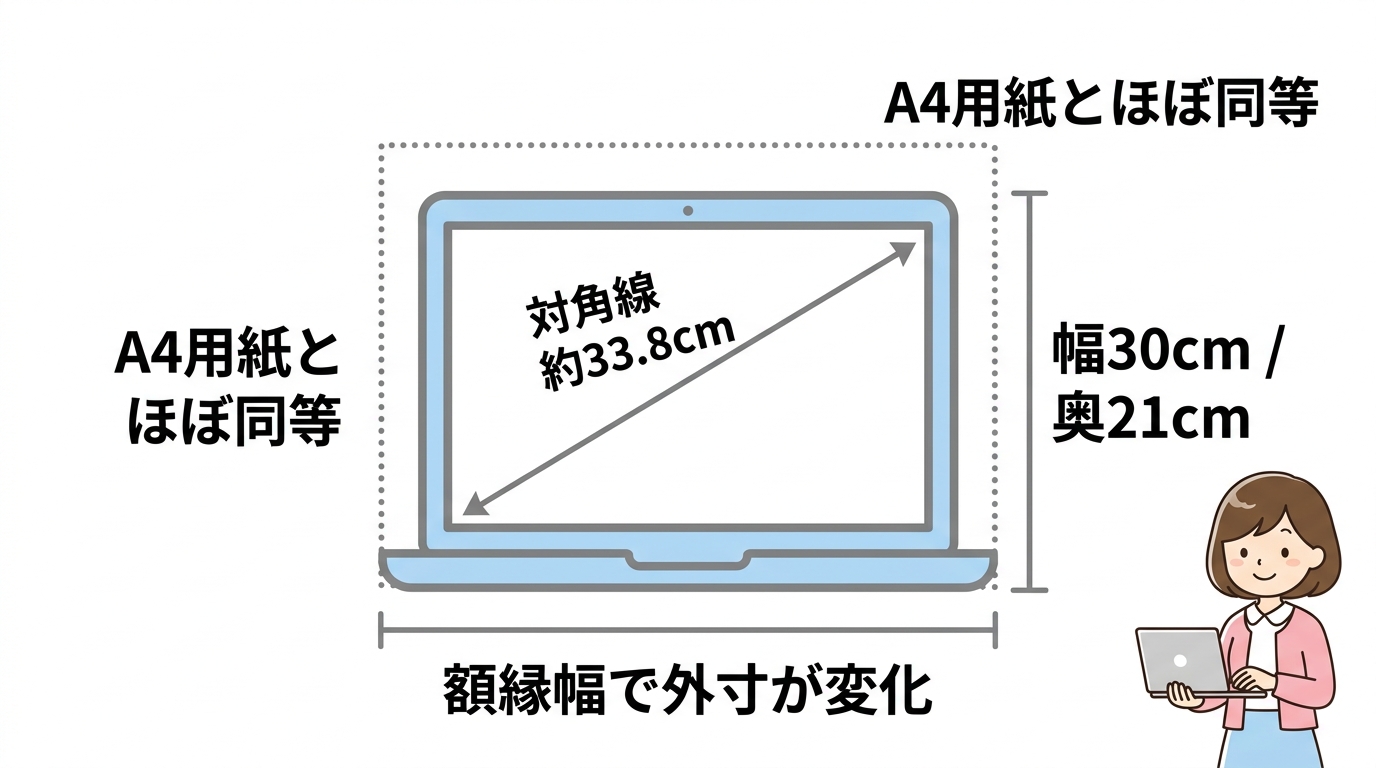 13.3インチの大きさは縦横何Cm？A4比較と後悔しないPc選び