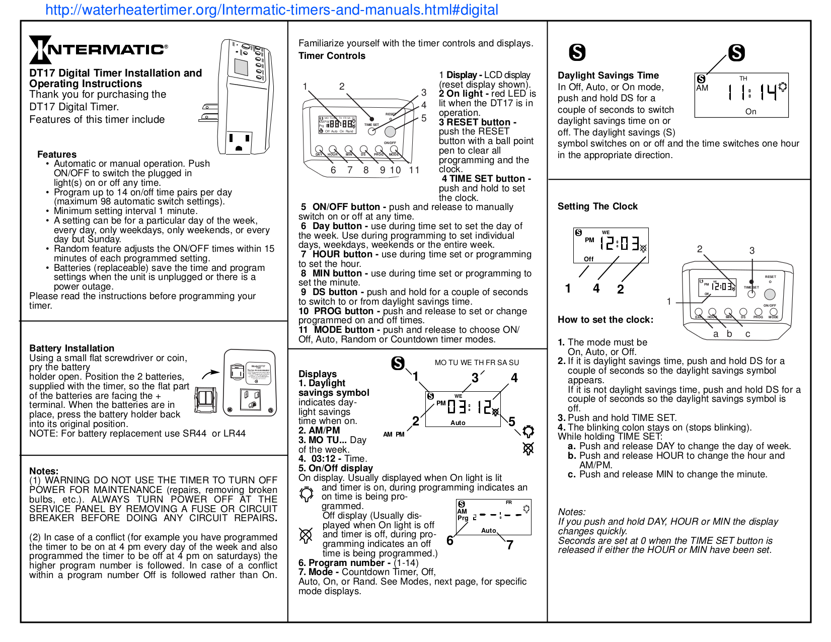 Old Intermatic Timer Switch Programming Instructions