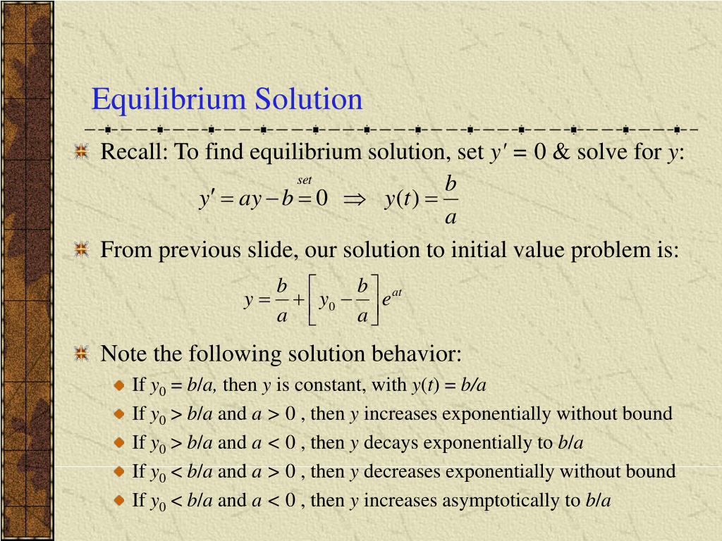Equilibrium Solution of a Differential Equation