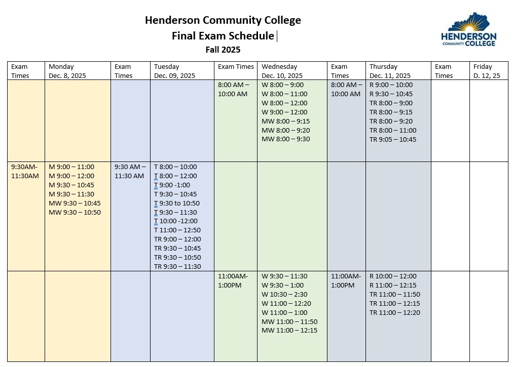 Endicott College Final Exam Schedule Fall 2026