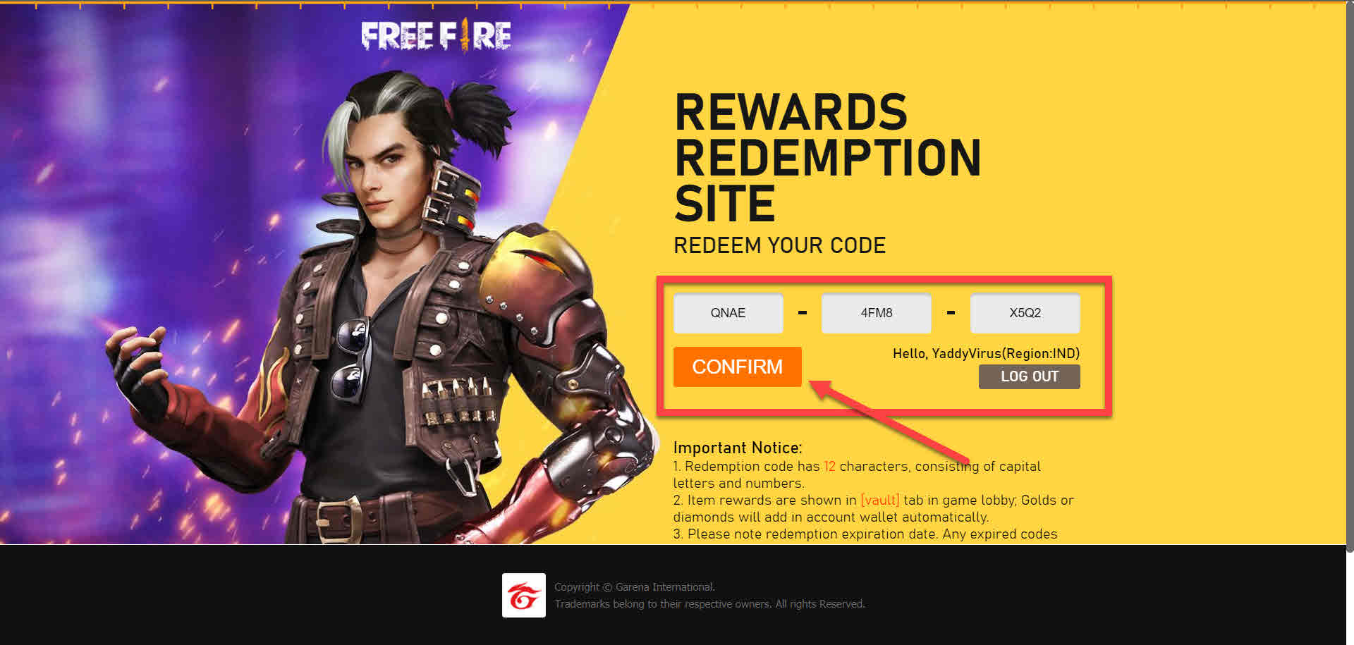 How to Redeem Codes in Free Fire