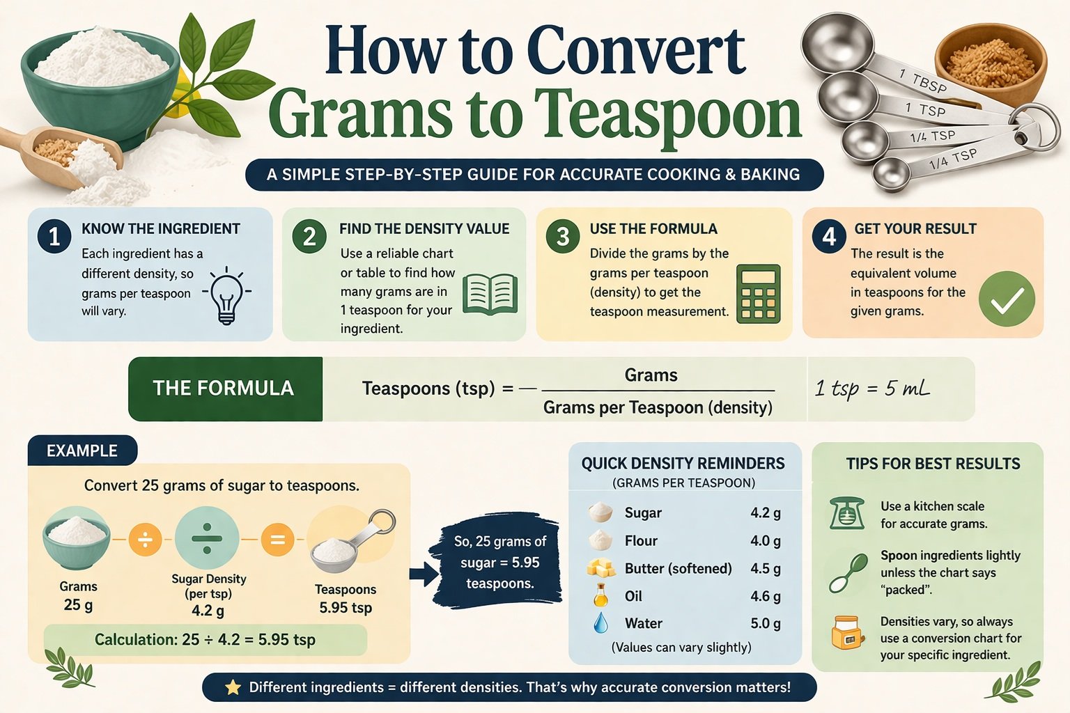 How Many Grams in a Flat Teaspoon or Tea