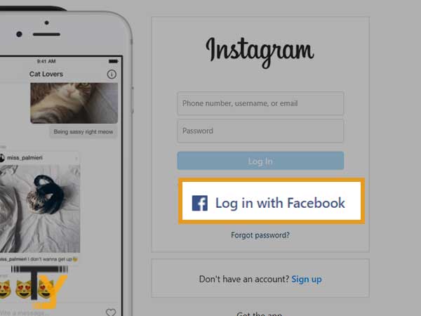 Instagram Log in via Facebook