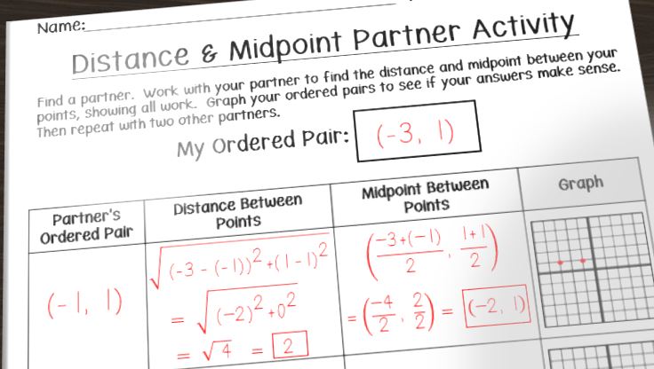 Midpoint and Distance Formula Worksheet with Answers Pdf