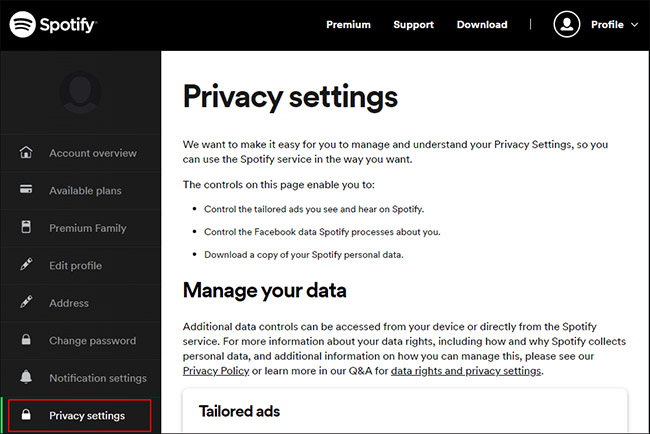 Privacy Settings on Spotify