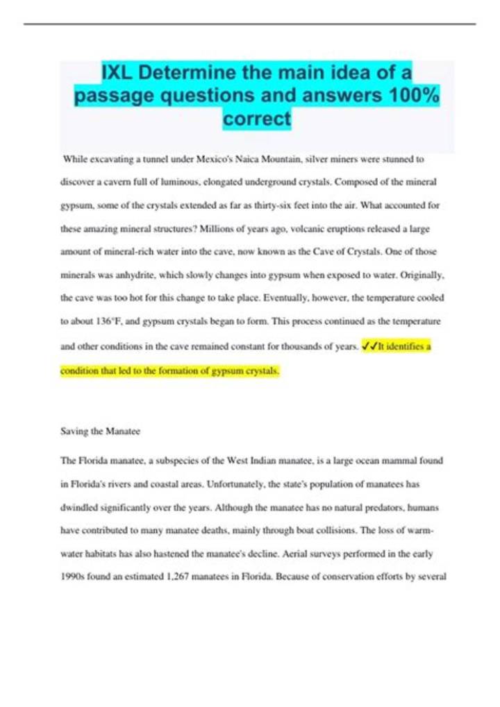 Ixl Determine the Main Idea Answers: How to Get Them Right